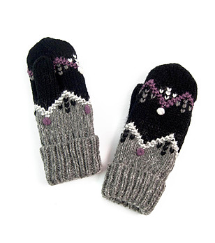 Дамски ръкавици в черно и сиво снимка