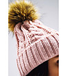 Розова дамска шапка с кафяв помпон Irra-3 снимка