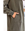 Дълго памучно дамско яке в цвят маслина Caris-4 снимка