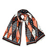 Дамски шал в черно и оранжево с ромбоидни мотиви Giana-0 снимка