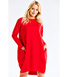 Червена памучна рокля с джобове Tilina-0 снимка