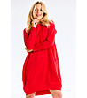 Червена памучна рокля с джобове Tilina-2 снимка