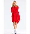 Червена памучна рокля с джобове Tilina-3 снимка