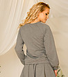 Дамска памучна блуза в сив нюанс с декорация-1 снимка