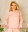 Дамска памучна блуза в розов цвят с декорация-0 снимка