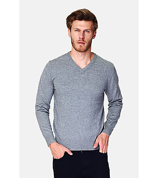 Мъжки пуловер с кашмир в сиво Axel снимка