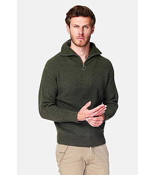 Мъжки пуловер в цвят каки с кашмир Ansel снимка