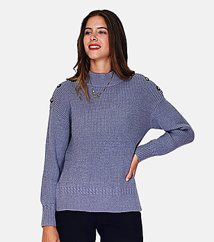 Дамски пуловер в синьо-сив нюанс Tola снимка