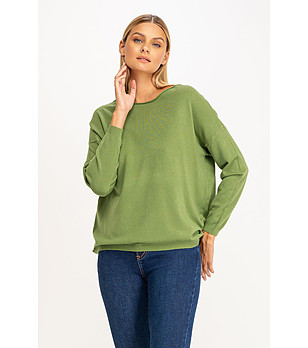 Дамски oversize зелен пуловер Trixie снимка
