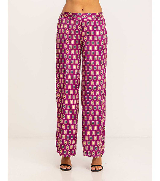 Дамски панталон в циклама с фигурален принт Adelita снимка