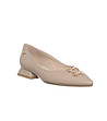Бежови дамски обувки със златист детайл-1 снимка