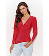 Дамска червена блуза с буфан ръкави Claret-0 снимка