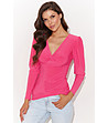Дамска розова блуза с буфан ръкави Claret-0 снимка
