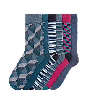 Комплект от 6 чифта памучни мъжки чорапи Duane снимка