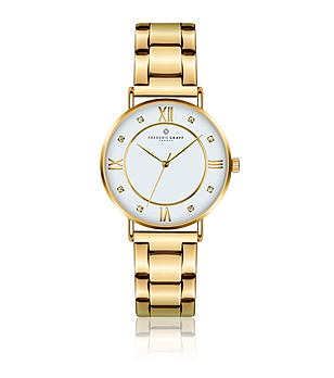 Дамски златист часовник с циферблат в бяло Carian снимка