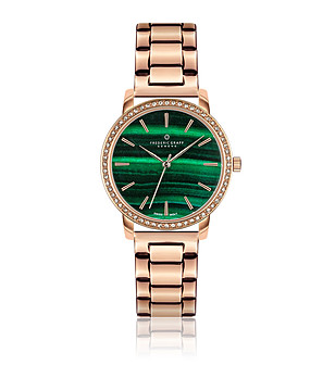 Дамски розовозлатист часовник с циферблат в зелено Alfina снимка