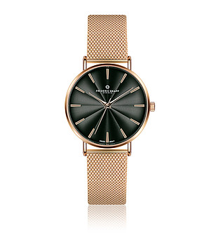 Часовник в розовозлатисто с ефектен циферблат в черно Shena снимка