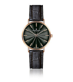 Черен дамски часовник с розовозлатист корпус  Lavoni снимка