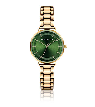 Дамски часовник в златисто със зелен циферблат Hola снимка
