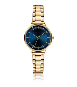 Дамски часовник в златисто със син циферблат Hola снимка