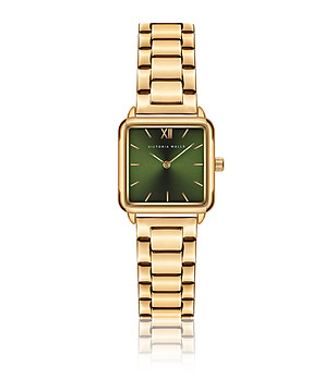 Дамски часовник в златисто със зелен циферблат Saona снимка