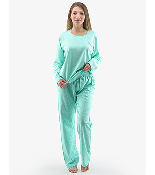 Дамска памучна пижама в ментов цвят снимка