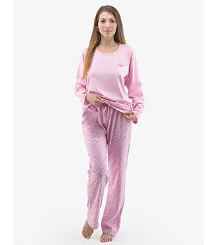 Дамска памучна пижама в розов нюанс снимка