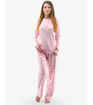 Дамска памучна пижама в розово снимка