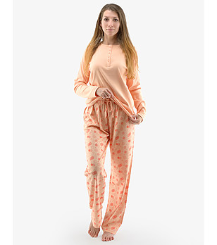 Дамска памучна пижама в оранжев нюанс снимка