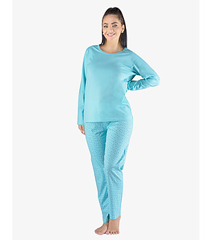 Дамска памучна пижама в син нюанс снимка