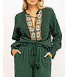 Зелена памучна дамска блуза Lavoni-2 снимка