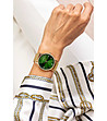 Златист дамски часовник с камъчета и зелен циферблат Tola-1 снимка