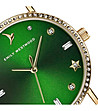 Златист дамски часовник с камъчета и зелен циферблат Tola-2 снимка