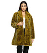Дамско пухкаво палто в зелено-жълт нюанс Indiasa-1 снимка