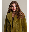 Дамско пухкаво палто в зелено-жълт нюанс Indiasa-4 снимка