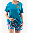 Къса дамска памучна пижама в син цвят-1 снимка