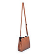 Дамска кожена чанта в цвят камел Salvena-1 снимка