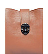 Дамска кожена чанта в цвят камел Salvena-2 снимка