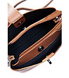Дамска кожена чанта в цвят камел Salvena-3 снимка