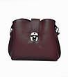 Дамска кожена чанта в бордо Salvena-0 снимка