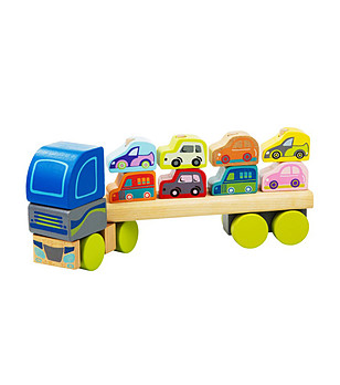Дървена играчка Автовоз с колички снимка