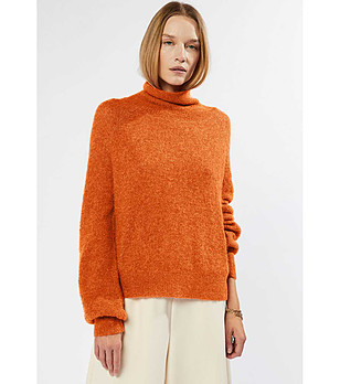 Оранжев дамски поло пуловер Limara снимка