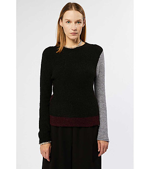 Дамски пуловер в черно, бордо и сиво Klea снимка