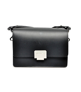 Малка дамска чанта от естествена кожа Nora в черен цвят снимка