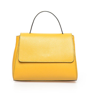 Дамска чанта от естествена кожа Albana в жълт нюанс снимка