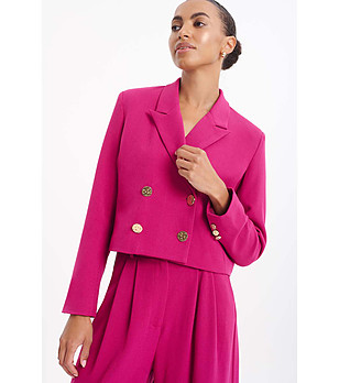 Късо сако с дуредно закопчаване в цвят фуксия снимка