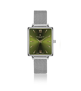 Дамски часовник в сребристо със зелен циферблат Morges снимка