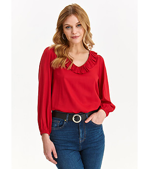 Дамска блуза в червено Gia снимка