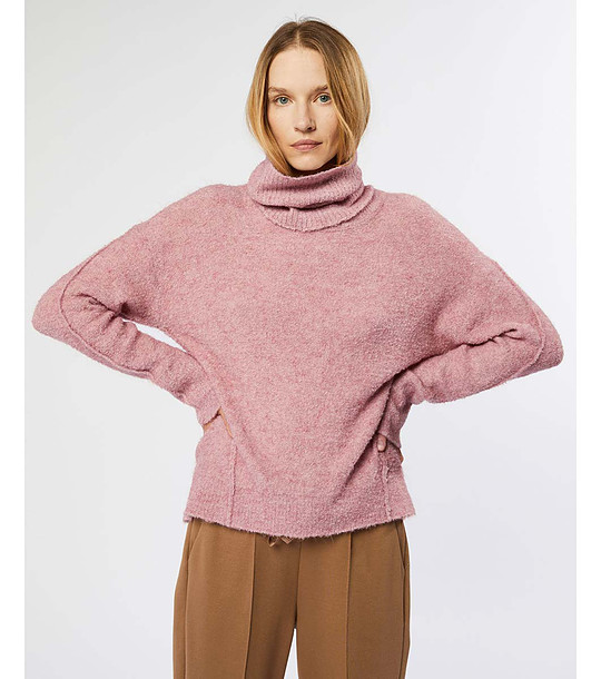 Розов дамски пуловер с подвижна яка Odilia снимка