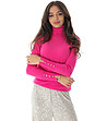 Дамска поло пуловер в циклама от фино плетиво Chica-3 снимка